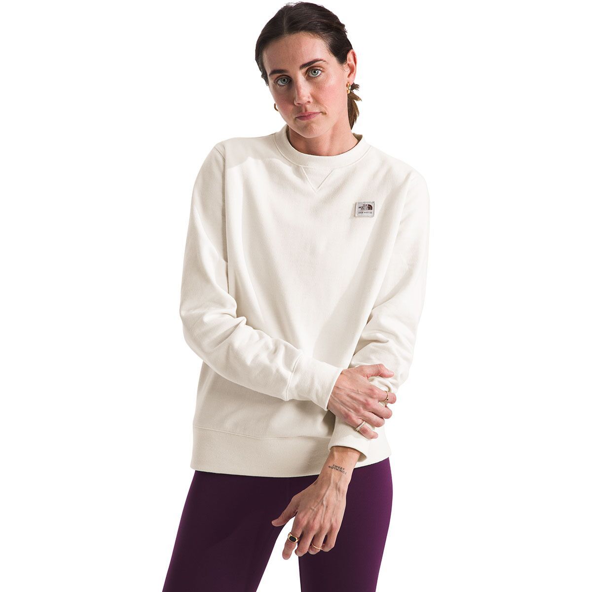 The North Face Heritage Patch Crew - Women's White Dune/Heritage Patch, S