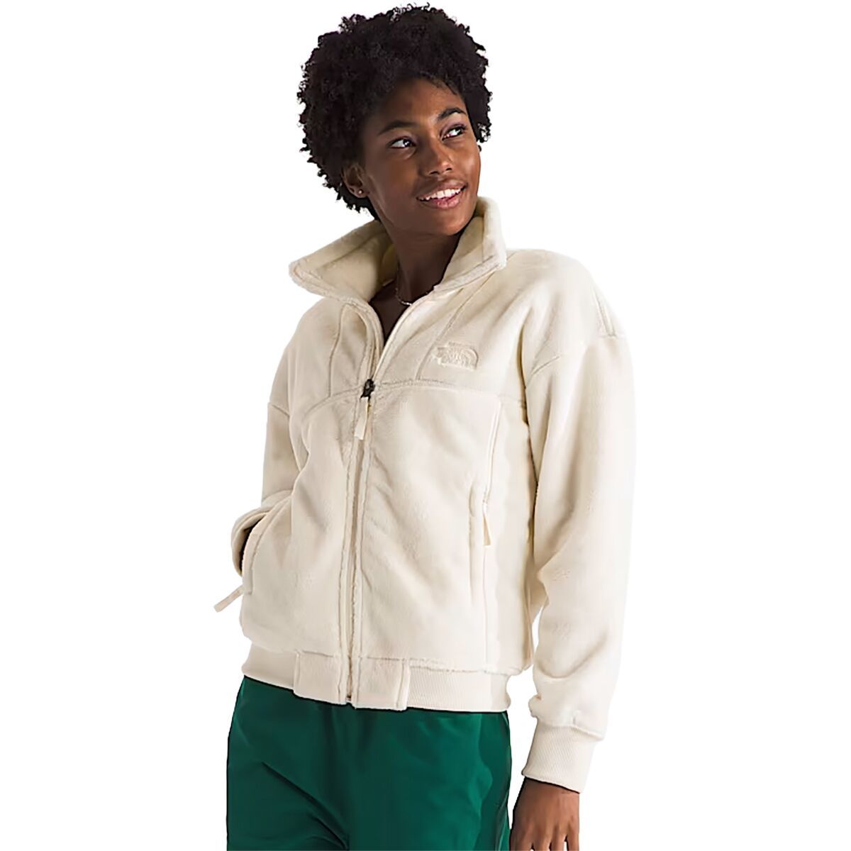 Image of The North Face Luxe Osito Full-Zip Jacket - Women's White Dune, XS