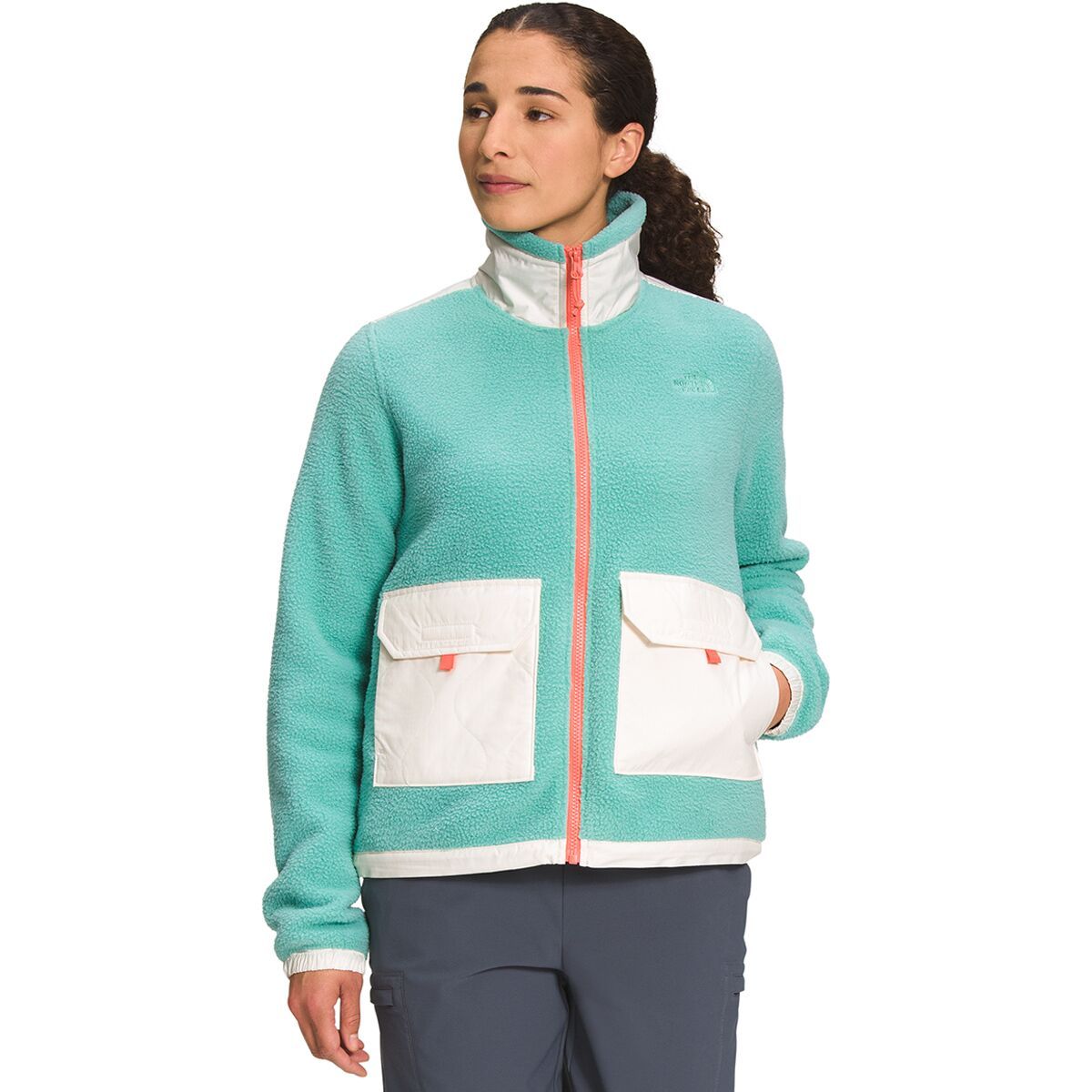 The North Face Royal Arch Full-Zip Jacket - Women's Wasabi/Gardenia White/Coral Sunrise, XXL