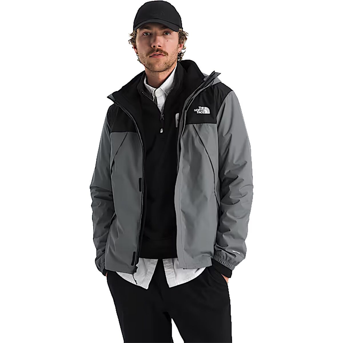 Image of The North Face Antora Triclimate Jacket - Men's Smoked Pearl/TNF Black, L
