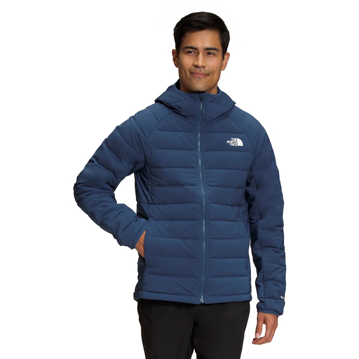 Image of The North Face Belleview Stretch Down Hoodie - Men's Shady Blue, XXL