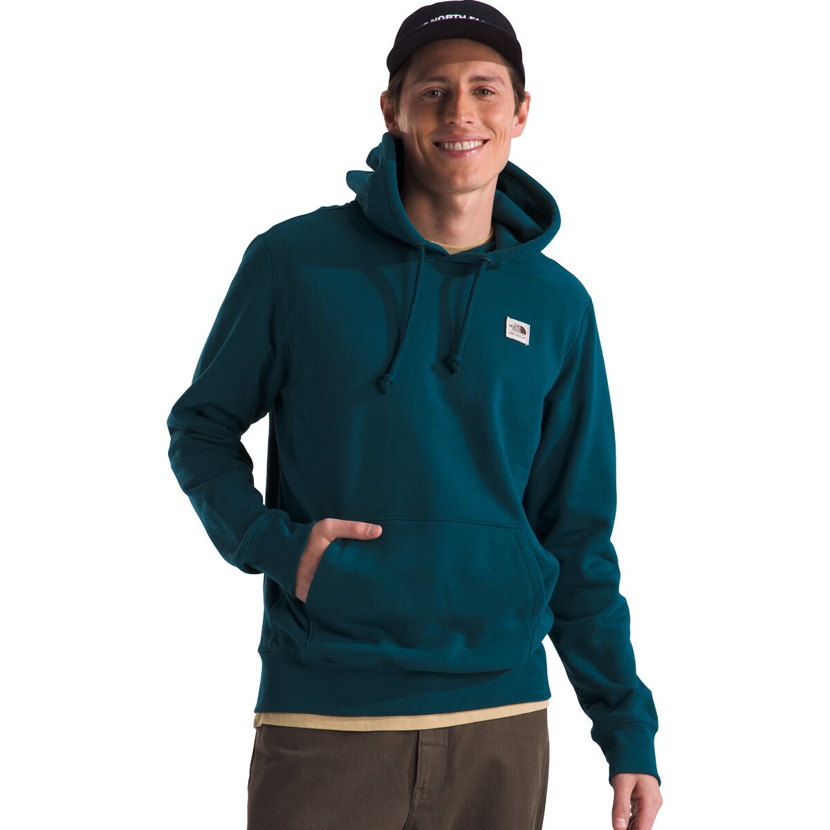 Image of The North Face Heritage Patch Pullover Hoodie - Men's Midnight Petrol/Heritage Patch, M