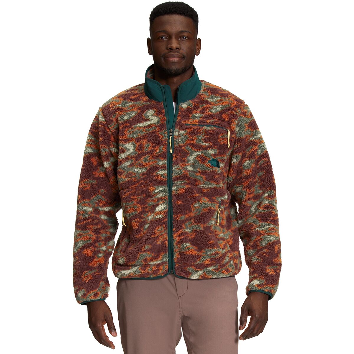 The North Face Extreme Pile Full Zip Jacket in Tan Jacquard print-Brown