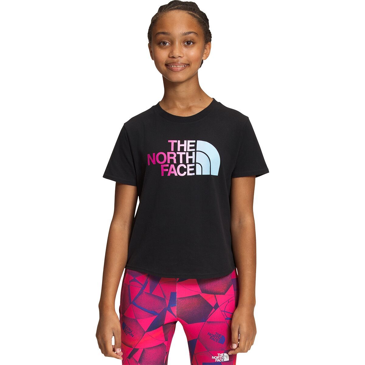 The North Face Graphic Short-Sleeve T-Shirt - Girls' TNF Black/Fuschia Pink, S