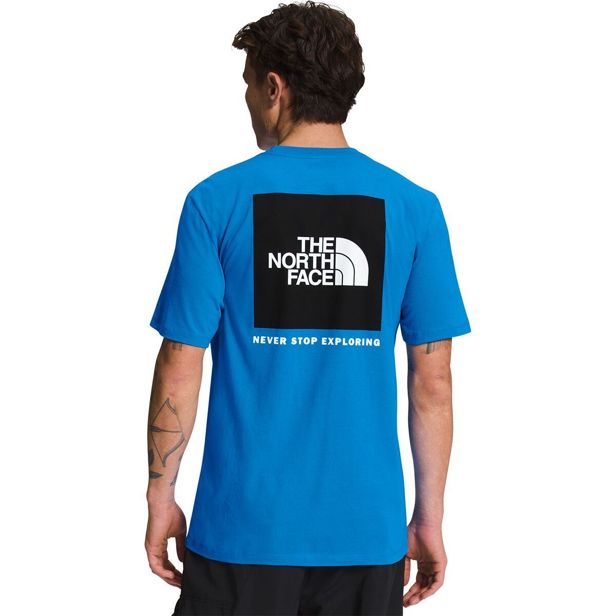 The North Face Box NSE Short-Sleeve T-Shirt - Men's Super Sonic Blue/TNF Black, XS