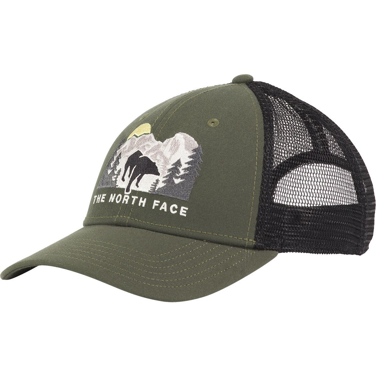 Image of The North Face Embroidered Mudder Trucker Hat New Taupe Green/Bear Graphic, One Size