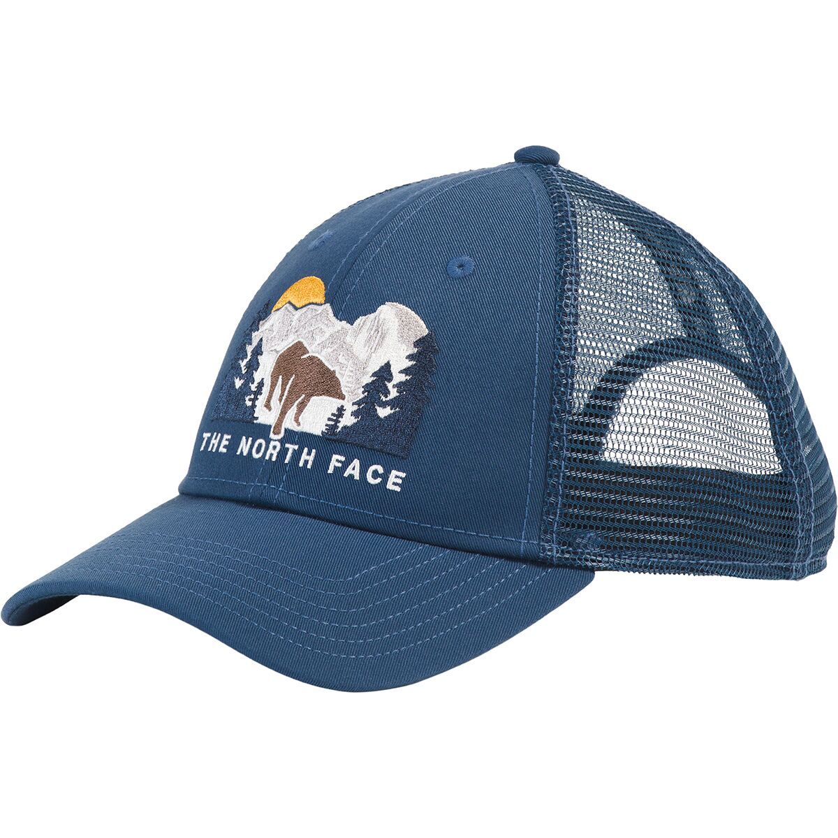 Image of The North Face Embroidered Mudder Trucker Hat Shady Blue/Bear Graphic, One Size