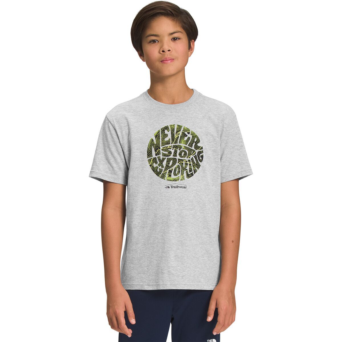 The North Face Graphic T-Shirt - Boys' TNF Light Grey Heather/LED Yellow, XXL