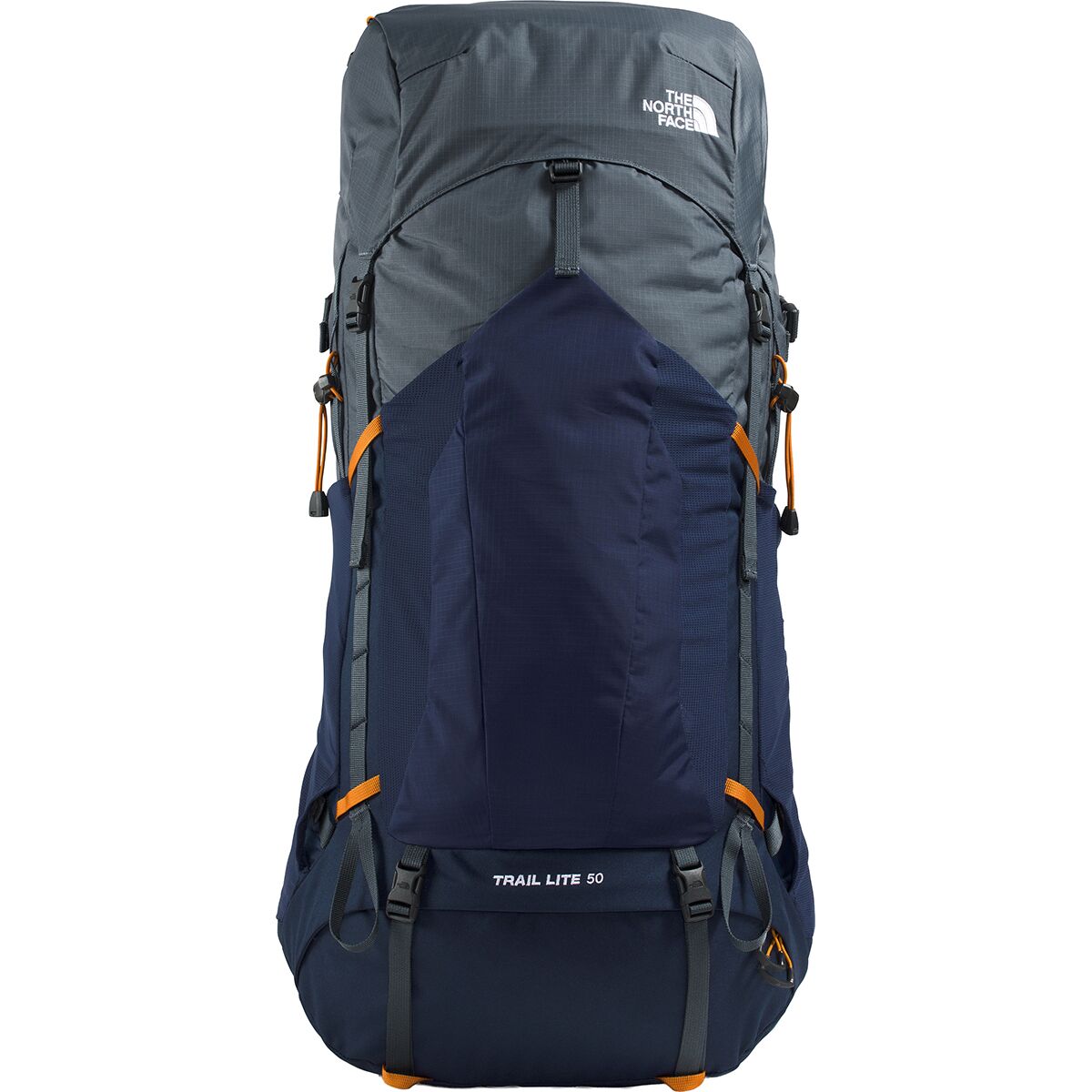 Image of The North Face Trail Lite 50L Backpack Granite Grey/Summit Navy/Dust Orange, S/M