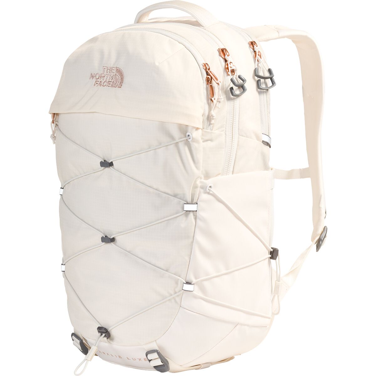 Image of The North Face Borealis Luxe 27L Backpack - Women's Gardenia White/Burnt Coral Metallic, One Size