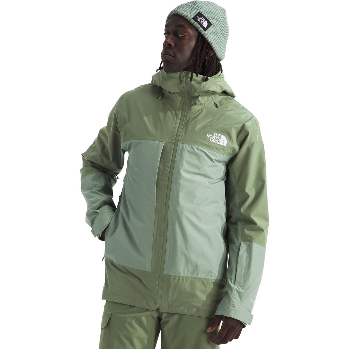 Image of The North Face ThermoBall Eco Snow Triclimate Jacket - Men's Bark Mist/Slate Moss, XL