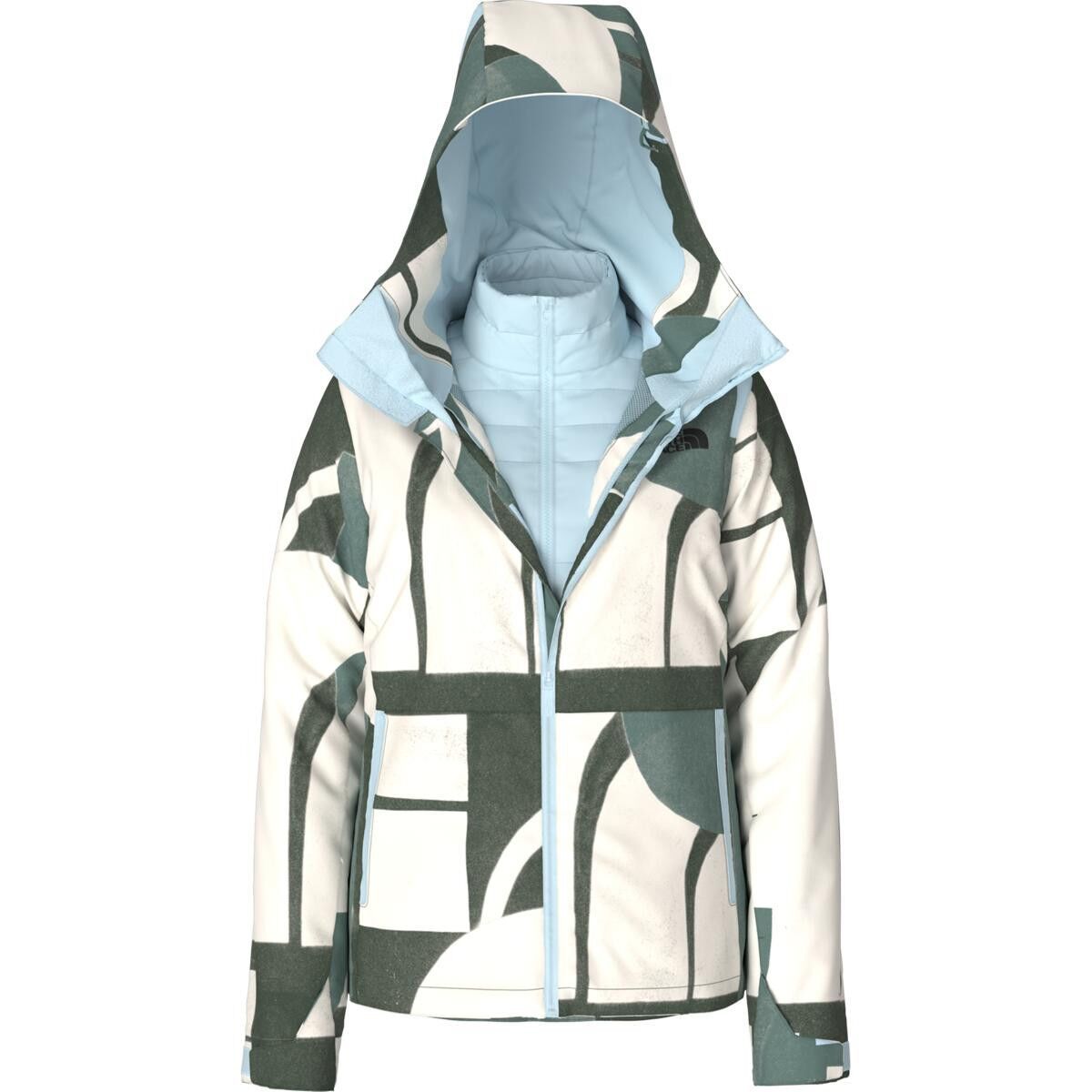 Image of The North Face Clementine Triclimate Jacket - Women's Dark Sage Paper Halfdome Large Print, XS