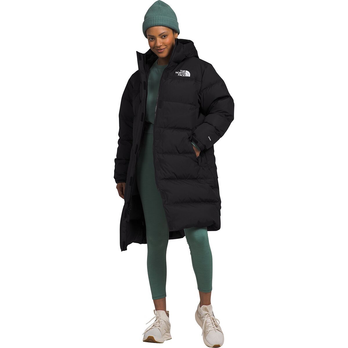 The North Face Nuptse Parka - Women's White Dune/TNF Black, XS