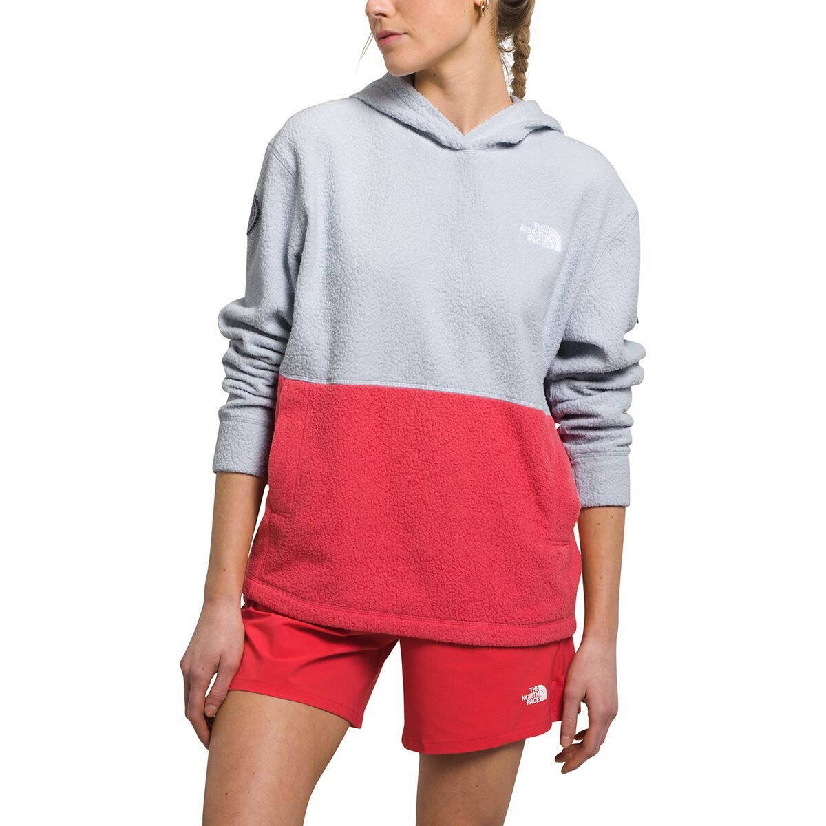 The North Face Pali Pile Fleece Hoodie - Women's Dusty Periwinkle/Clay Red, XXL