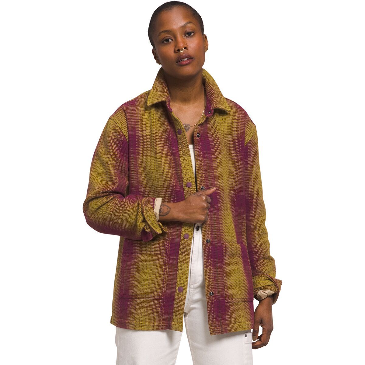 The North Face Valley Twill Utility Shacket - Women's Boysenberry Large Halfdome Shadow Plaid, L