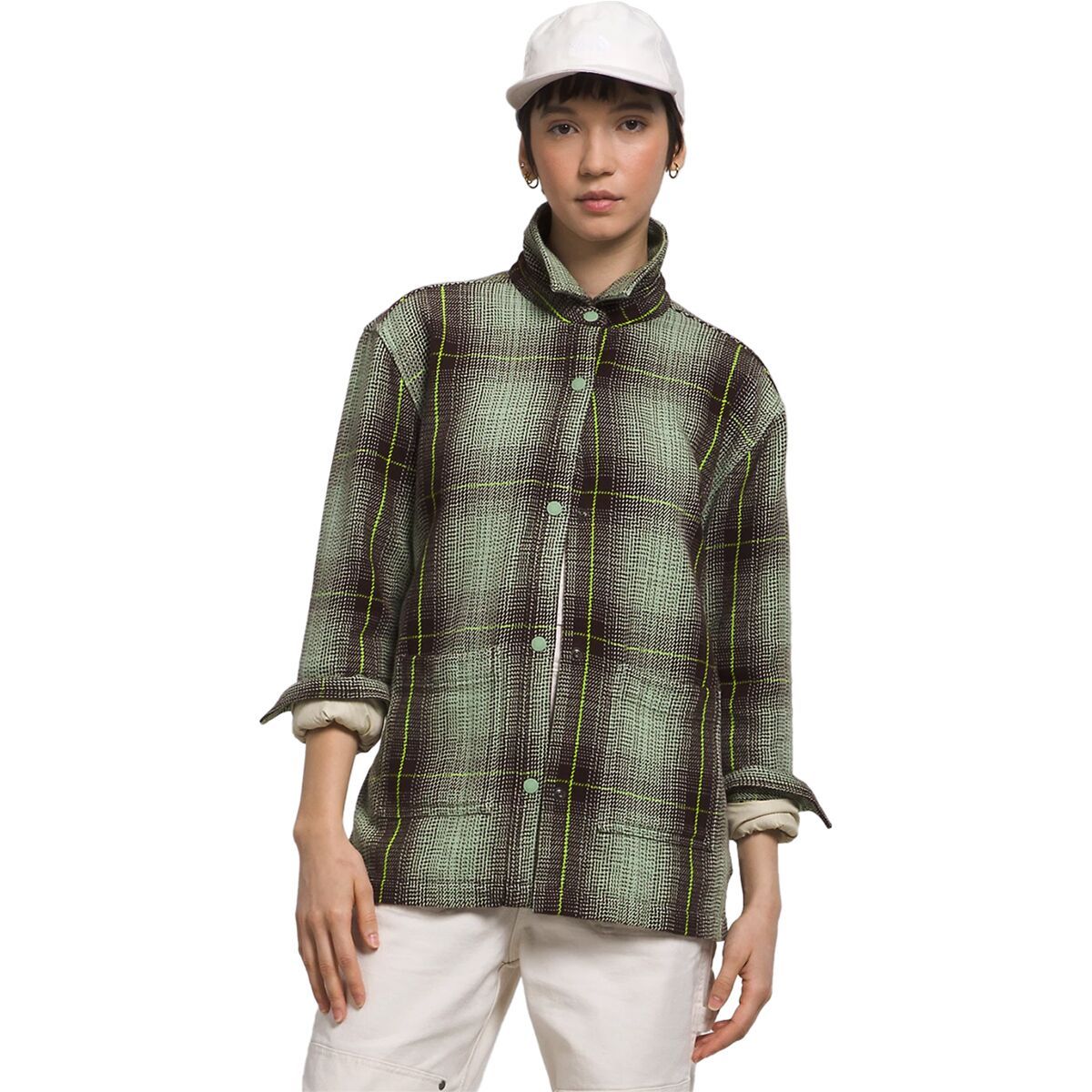 The North Face Valley Twill Utility Shacket - Women's Misty Sage Large Halfdome Shadow Plaid, XL