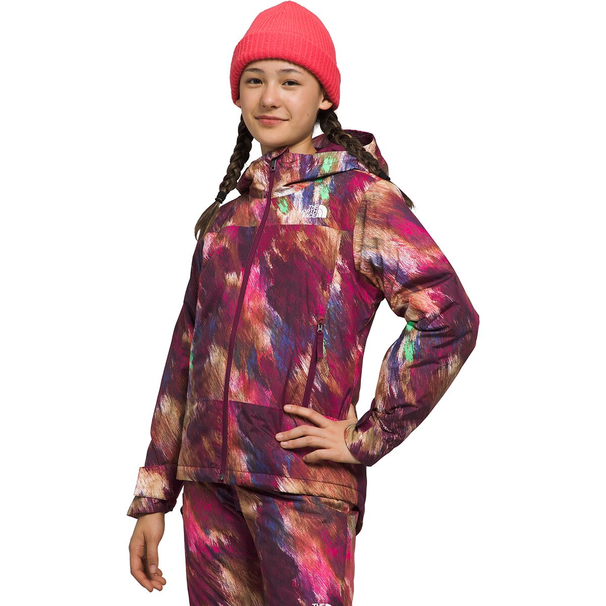 The North Face Freedom Insulated Jacket - Girls' Boysenberry Paint Lightening Small Print