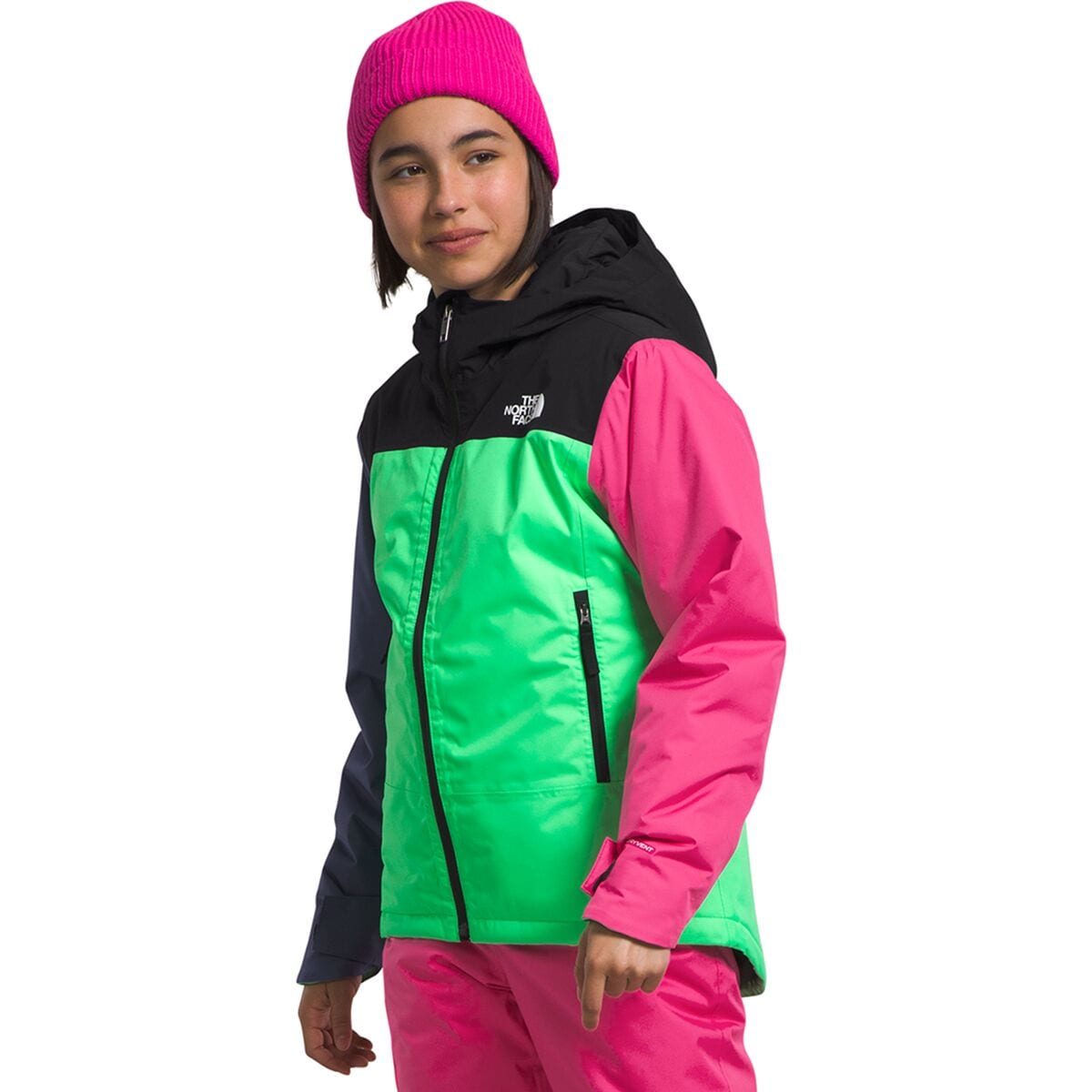The North Face Freedom Insulated Jacket - Girls' Chlorophyll Green/TNF Black
