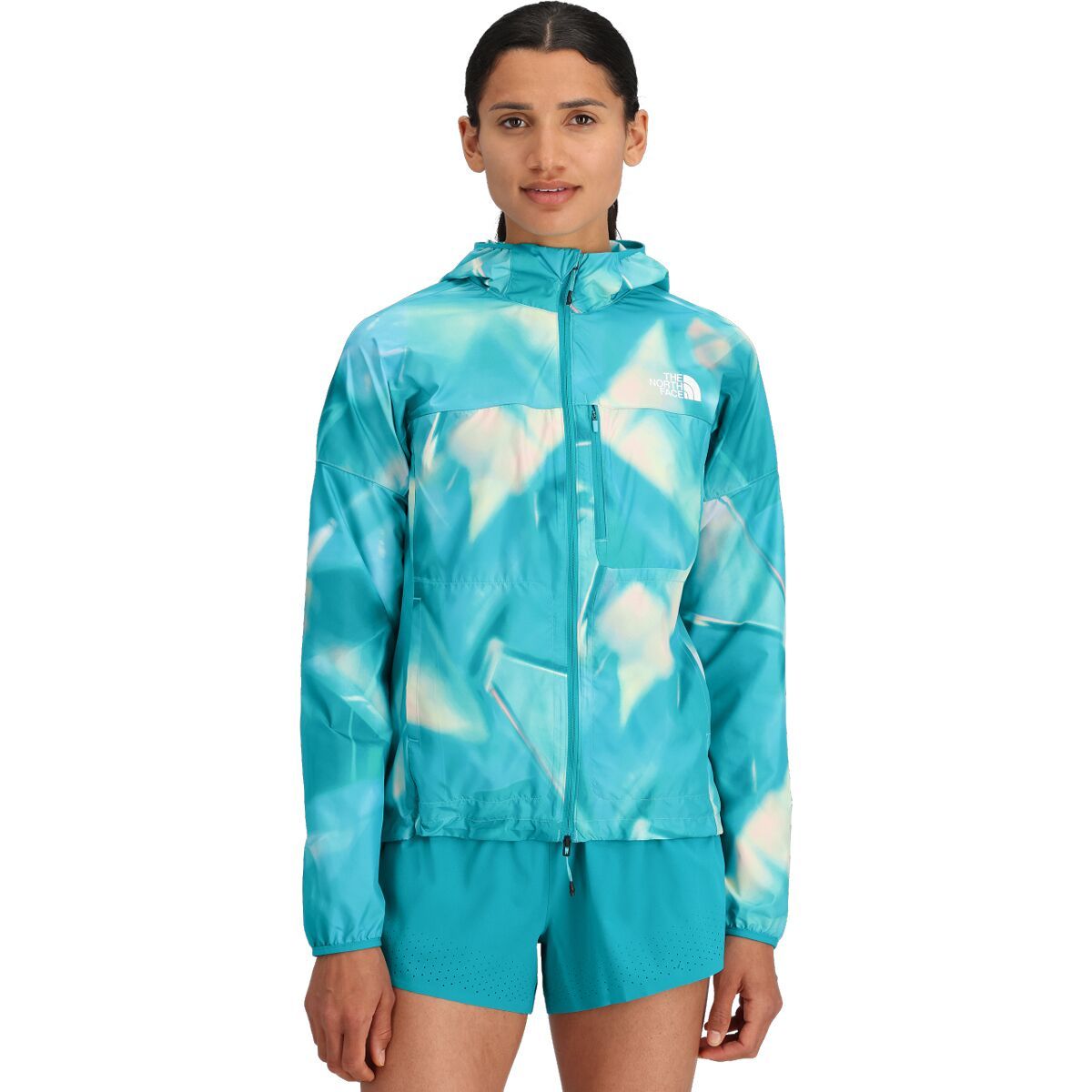 The North Face Higher Run Wind Jacket - Women's Galactic Blue Prisms Print, XS