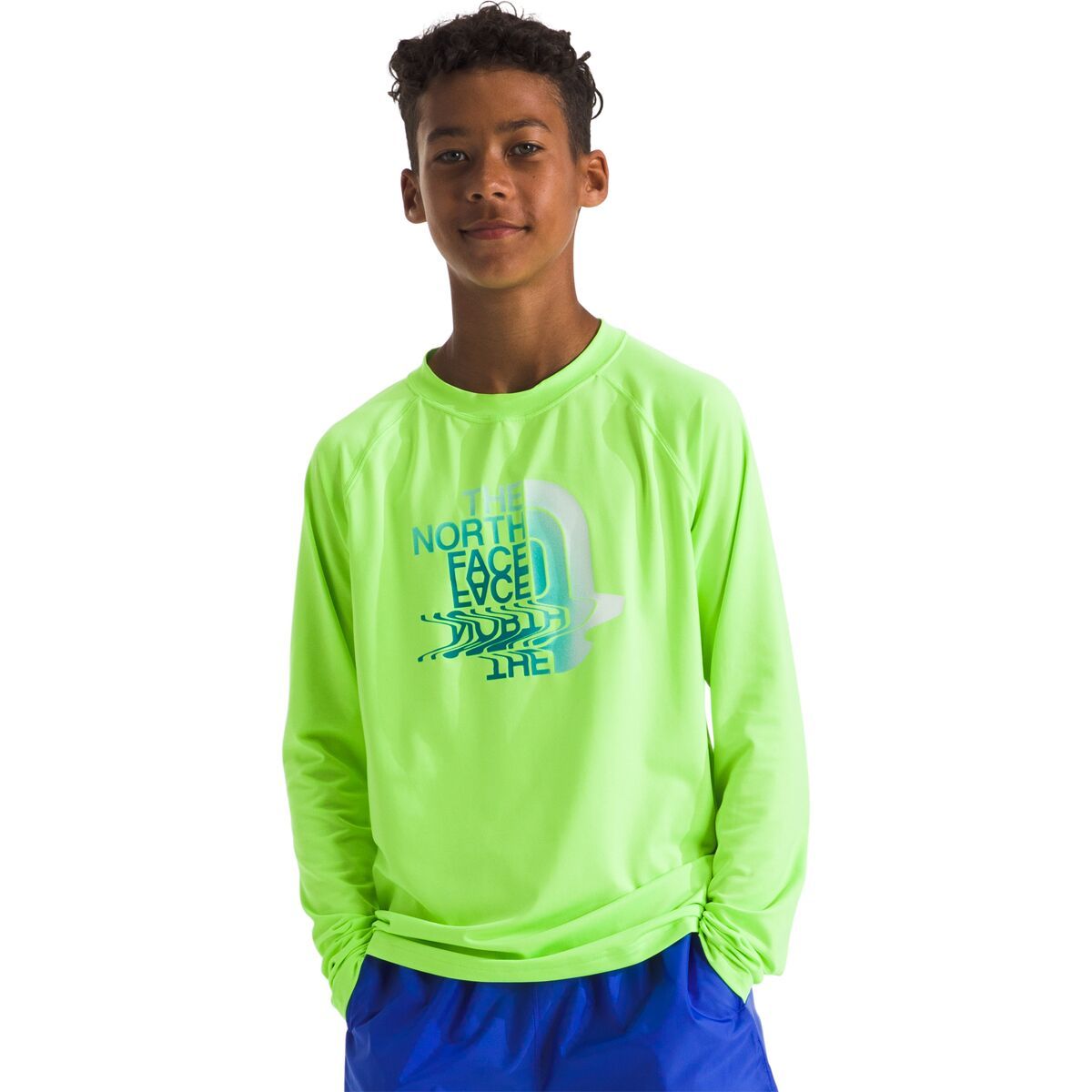 The North Face Amphibious Long-Sleeve Sun T-Shirt - Boys' Safety Green, XL