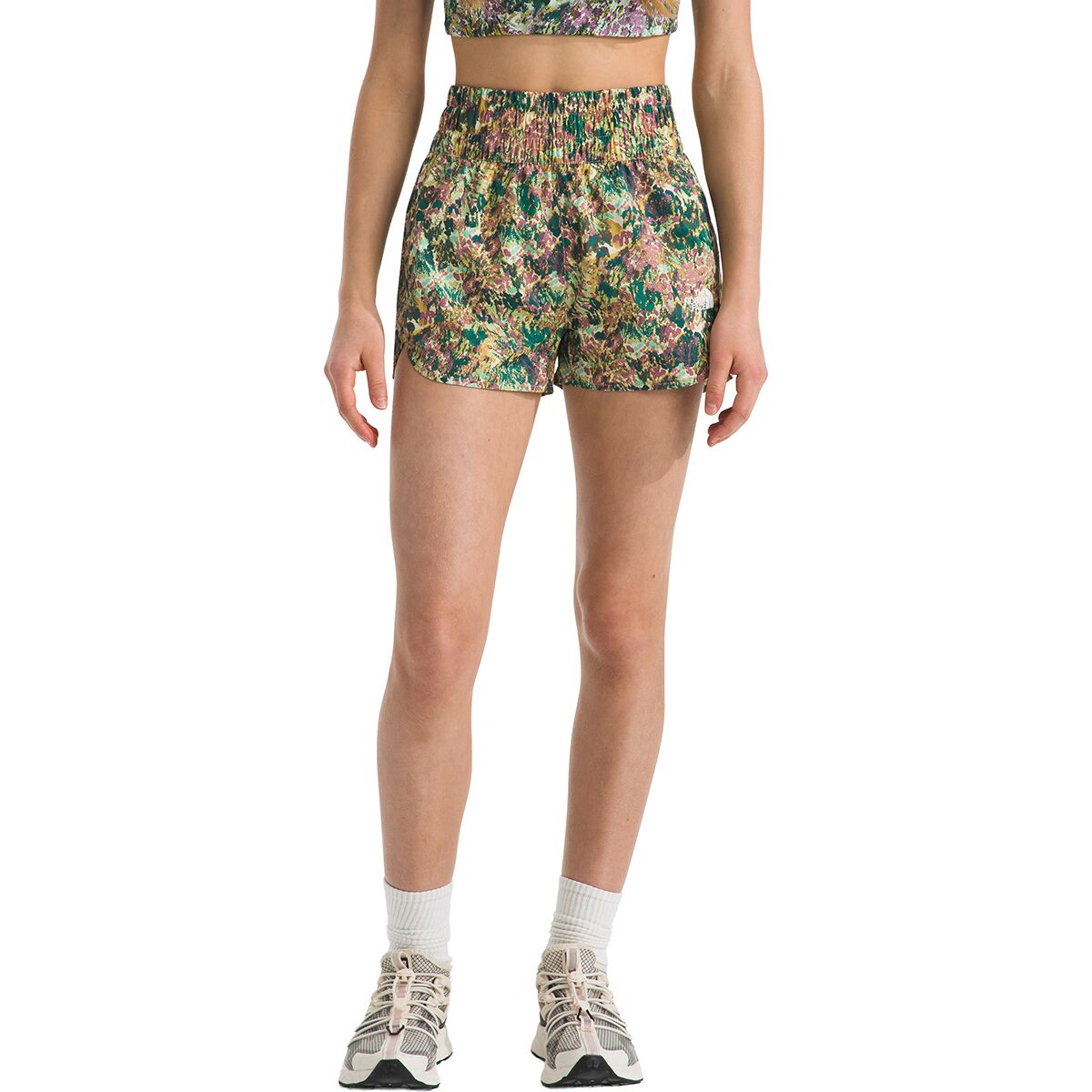 Image of The North Face Never Stop Woven Short - Girls' Mineral Purple Maze Floral Print, M