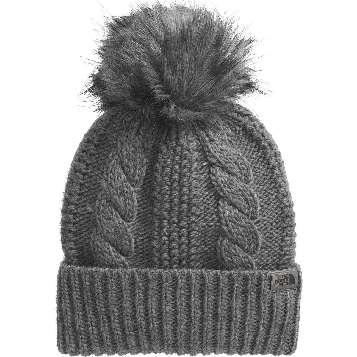 Image of The North Face Oh Mega Fur Pom Beanie - Women's TNF Medium Grey Heather, One Size