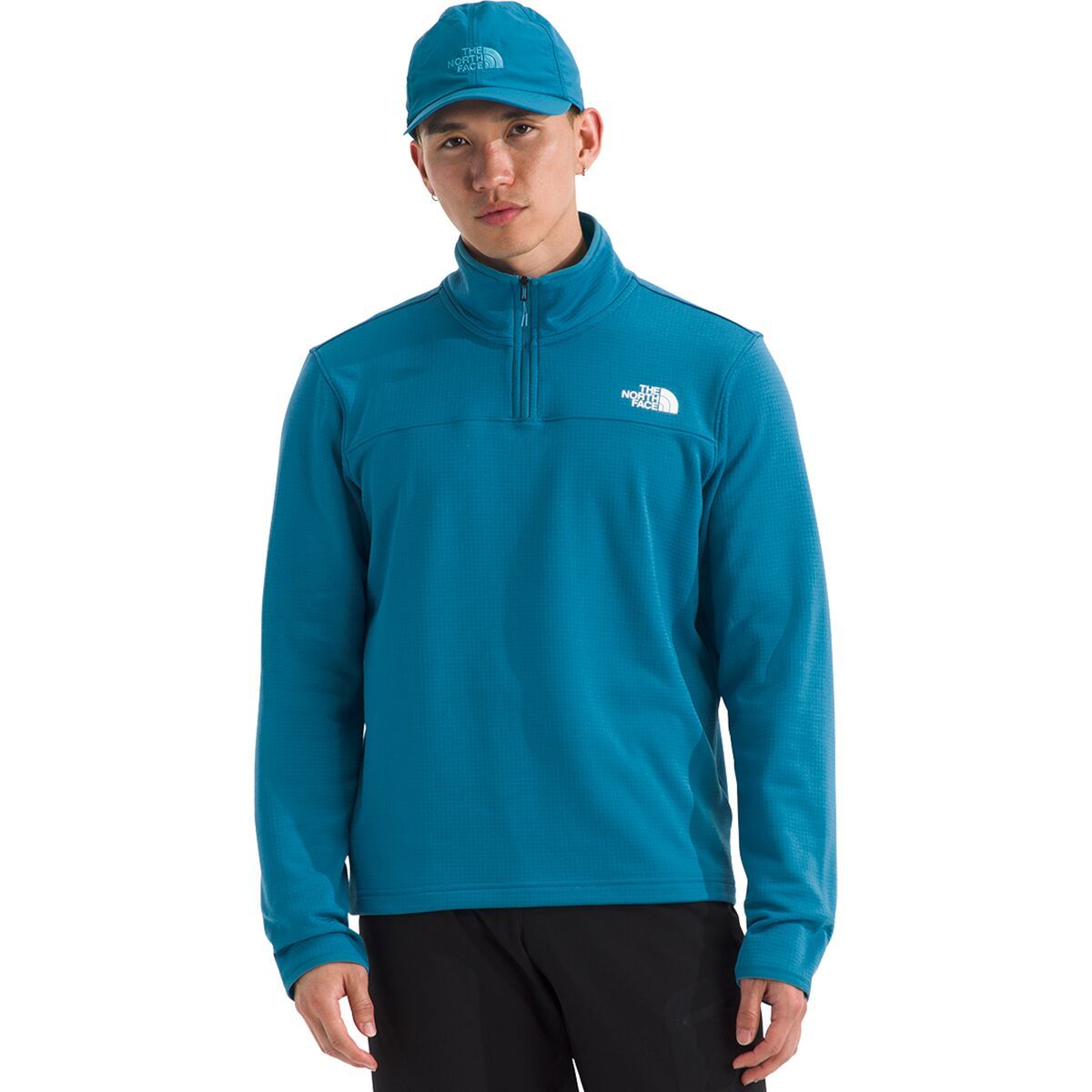 Image of The North Face Cedar Trail Grid Fleece 1/4-Zip Jacket - Men's Dusk Blue, XL