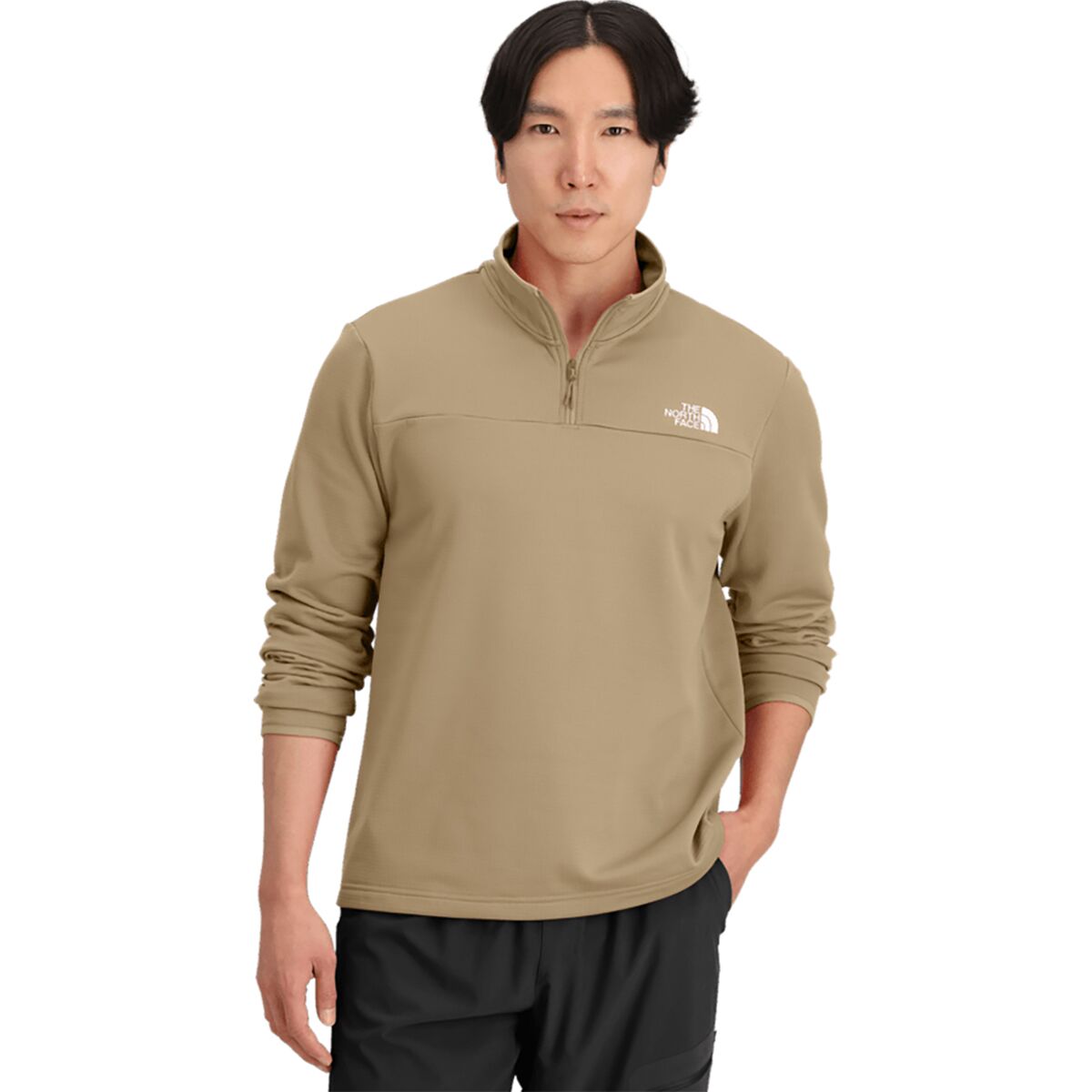 Image of The North Face Cedar Trail Grid Fleece 1/4-Zip Jacket - Men's Khaki Stone, S