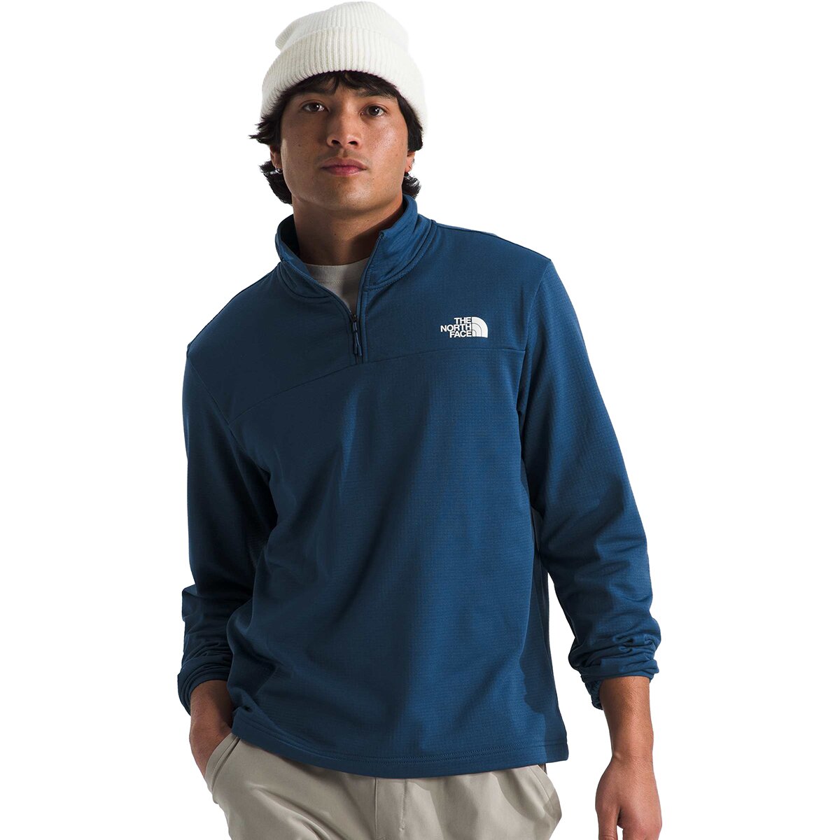 Image of The North Face Cedar Trail Grid Fleece 1/4-Zip Jacket - Men's Shady Blue, XL