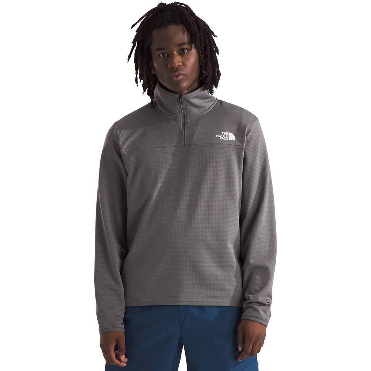 Image of The North Face Cedar Trail Grid Fleece 1/4-Zip Jacket - Men's Smoked Pearl, L