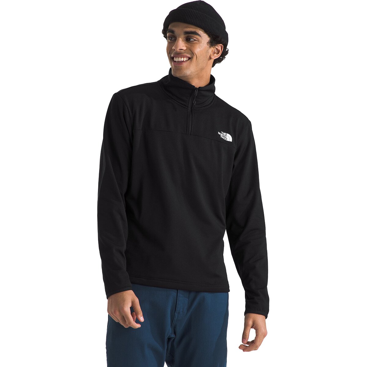 Image of The North Face Cedar Trail Grid Fleece 1/4-Zip Jacket - Men's TNF Black, M
