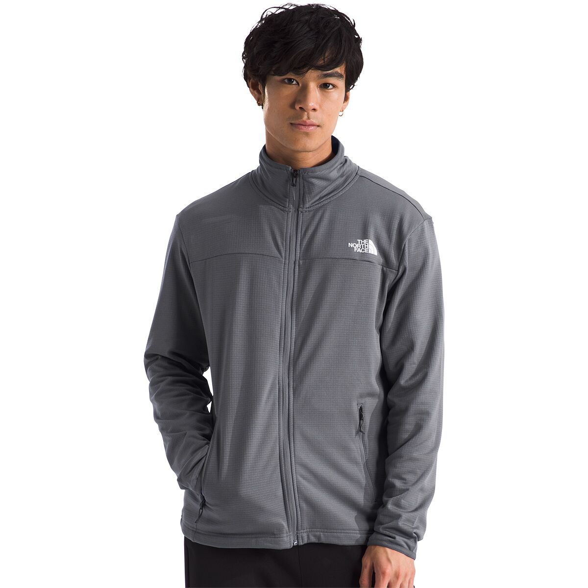Image of The North Face Cedar Trail Grid Fleece Full Zip Jacket - Men's Smoked Pearl, XXL