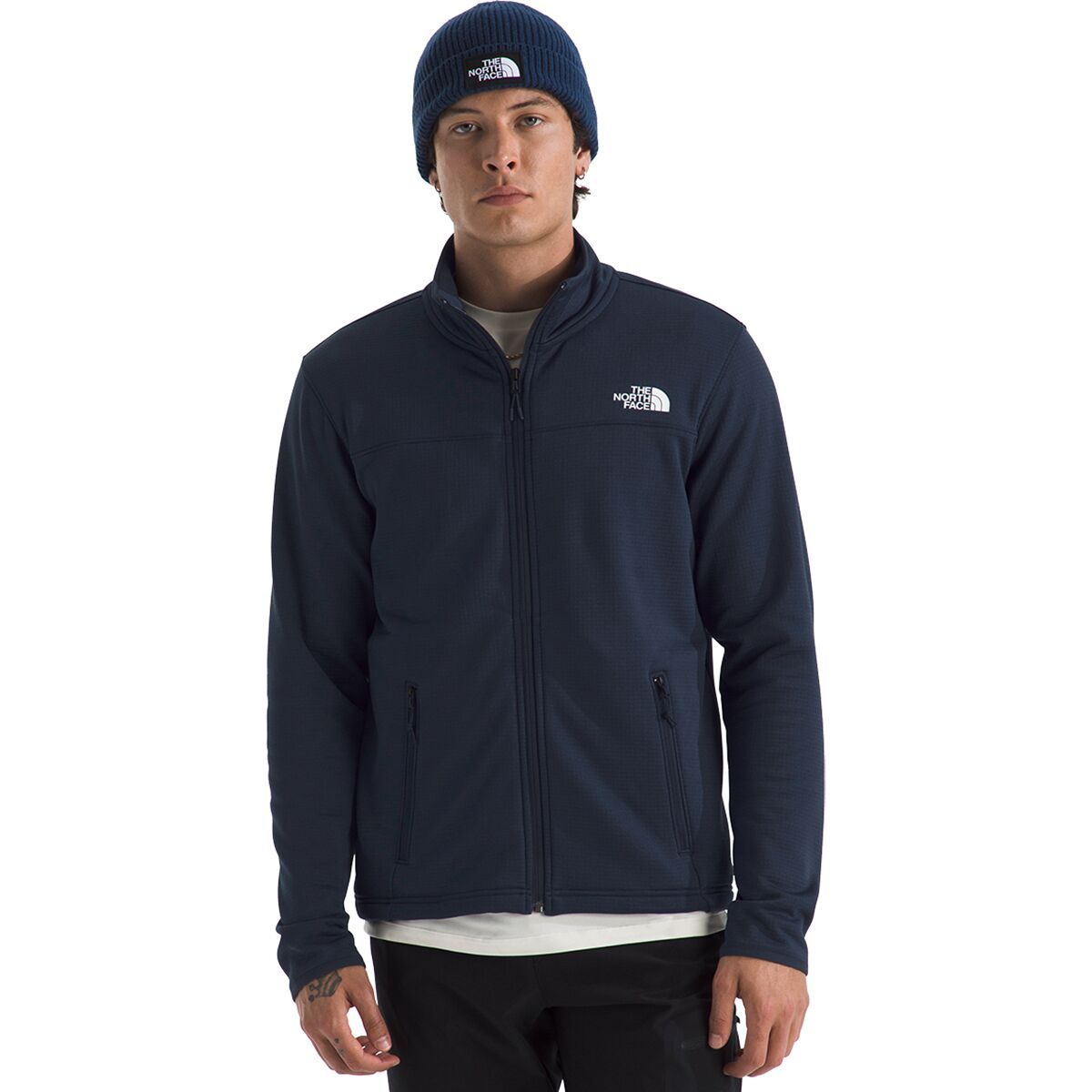 Image of The North Face Cedar Trail Grid Fleece Full Zip Jacket - Men's Summit Navy, M