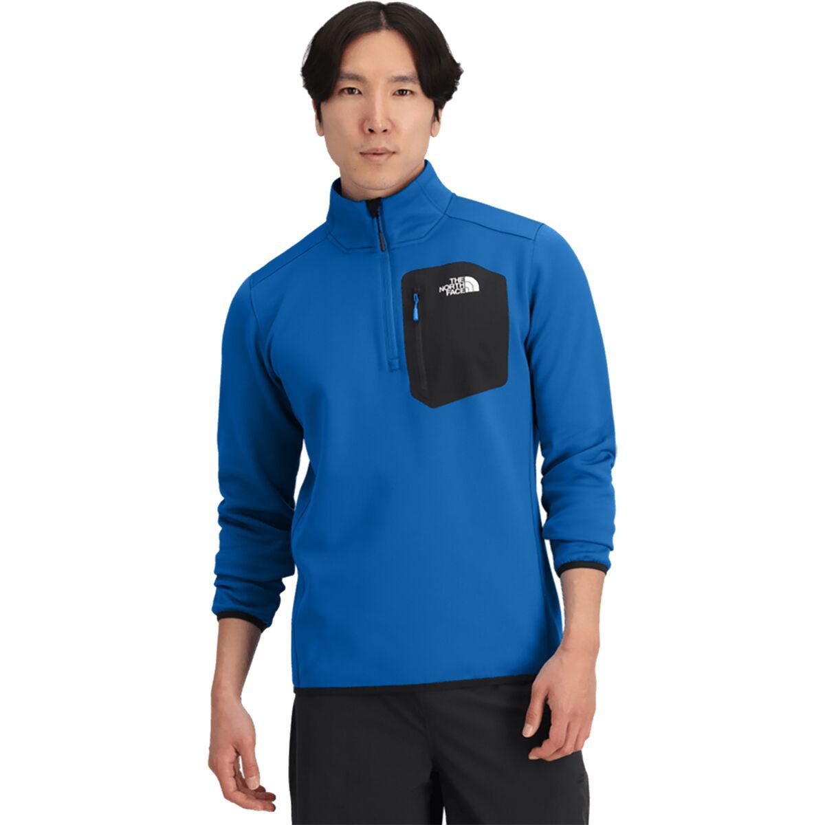 Image of The North Face Crest 1/4-Zip Jacket - Men's Hero Blue/TNF Black, S