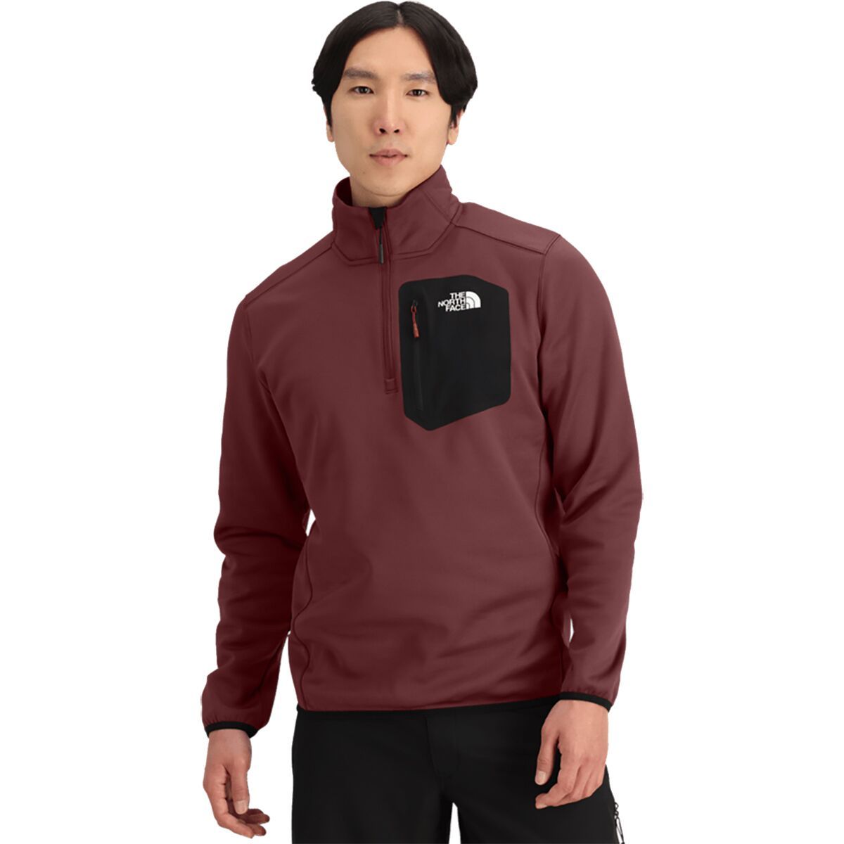 Image of The North Face Crest 1/4-Zip Jacket - Men's Sumac/TNF Black, L