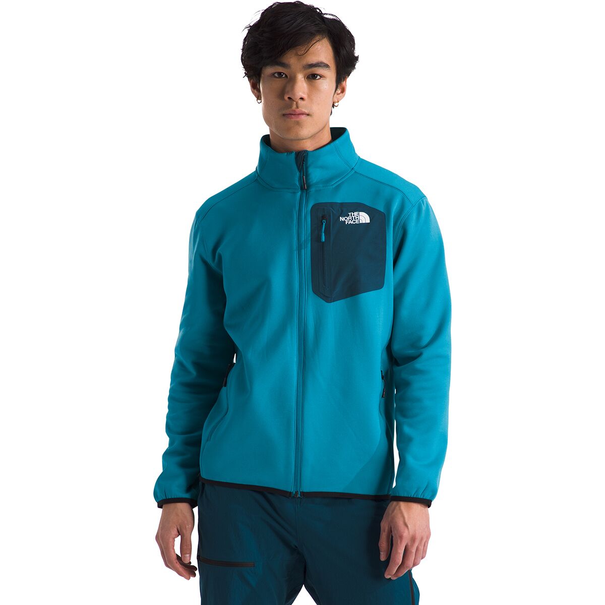 Image of The North Face Crest Full Zip Jacket - Men's Alkaline Blue/Midnight Petrol, L