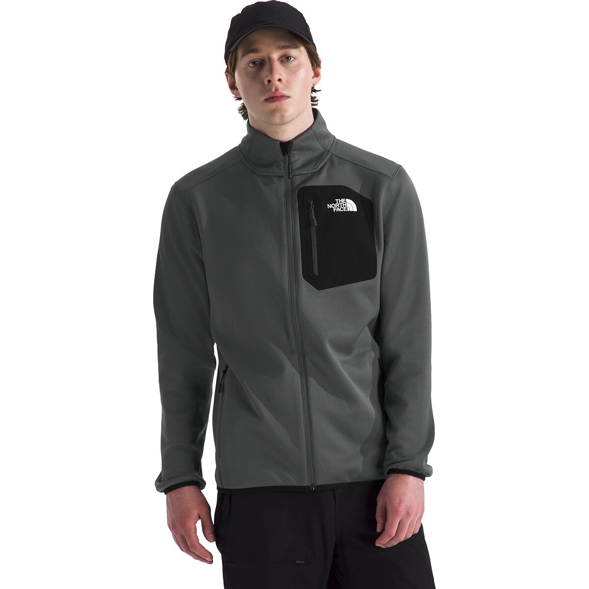 Image of The North Face Crest Full Zip Jacket - Men's Anthracite Grey/TNF Black, L