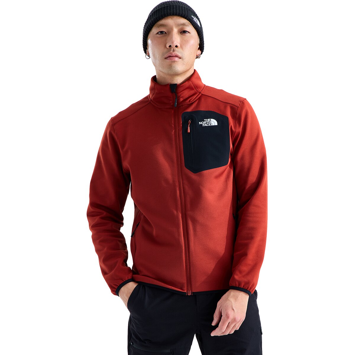 Image of The North Face Crest Full Zip Jacket - Men's Iron Clay/TNF Black, XL