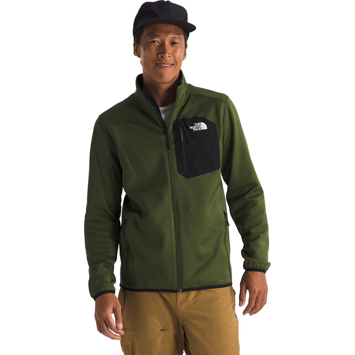 Image of The North Face Crest Full Zip Jacket - Men's Woodland Green/TNF Black, S
