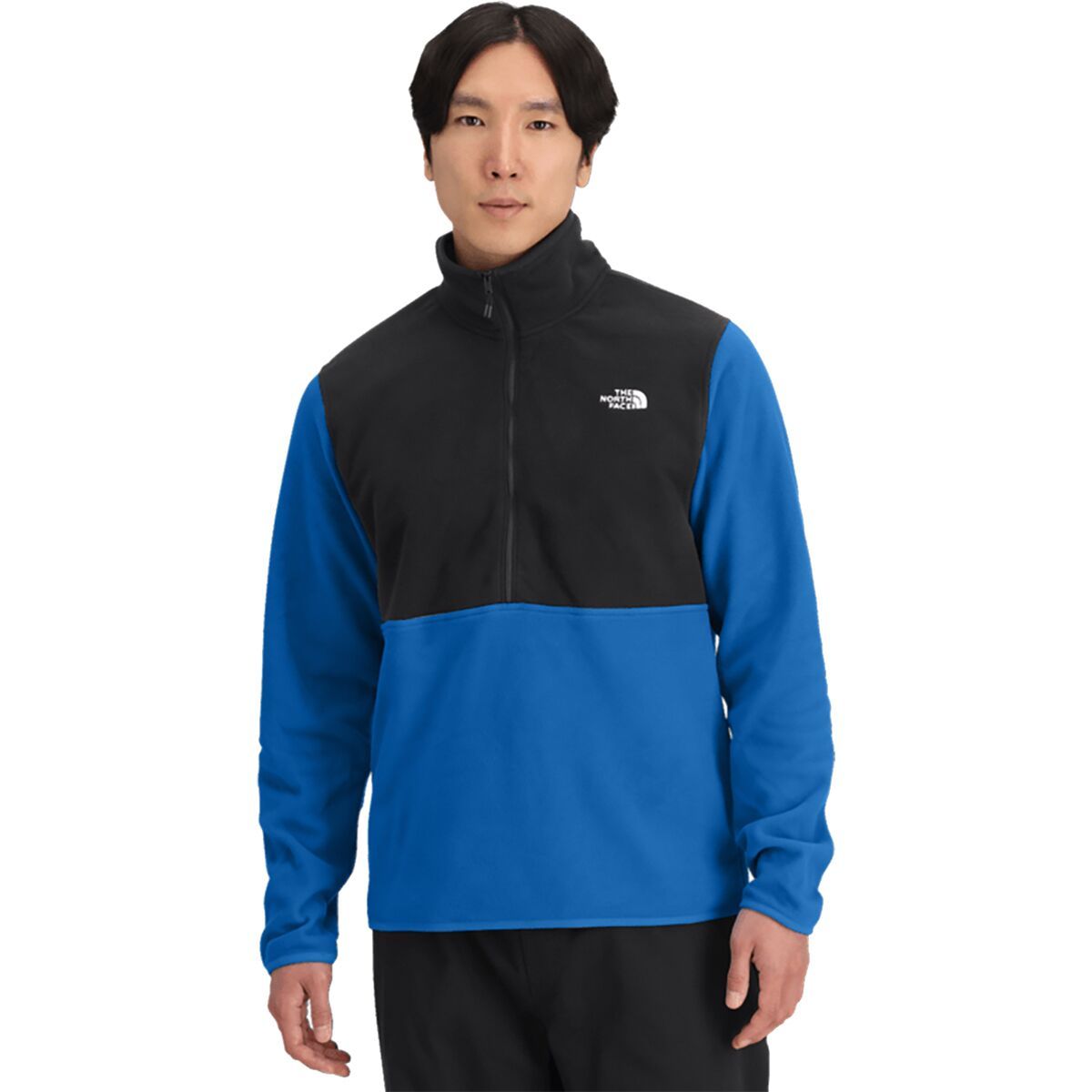 Image of The North Face Glacier Fleece 1/2-Zip Jacket - Men's Hero Blue/TNF Black, XXL
