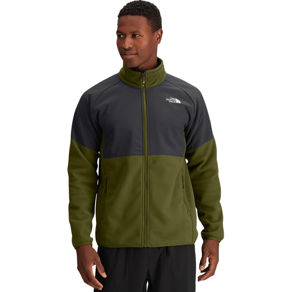 Image of The North Face Glacier Heavyweight Full Zip Jacket - Men's Forest Olive/Asphalt Grey, XL