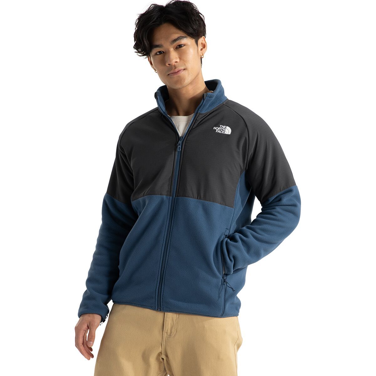 Image of The North Face Glacier Heavyweight Full Zip Jacket - Men's Shady Blue/Asphalt Grey, XL