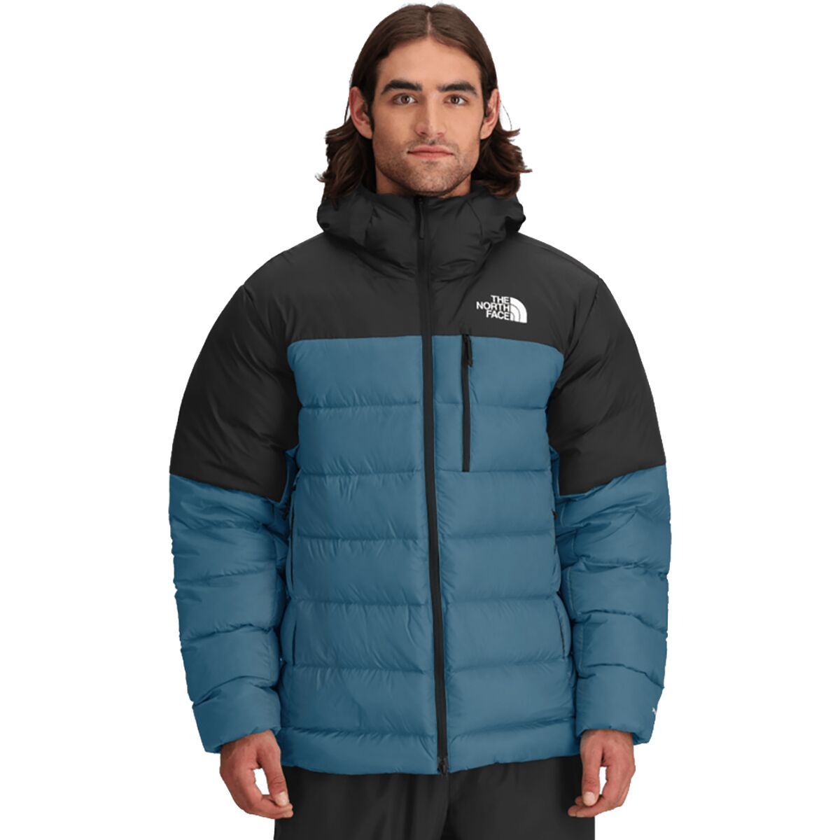 Image of The North Face Kalix Down Hoodie - Men's Dusk Blue/TNF Black, L