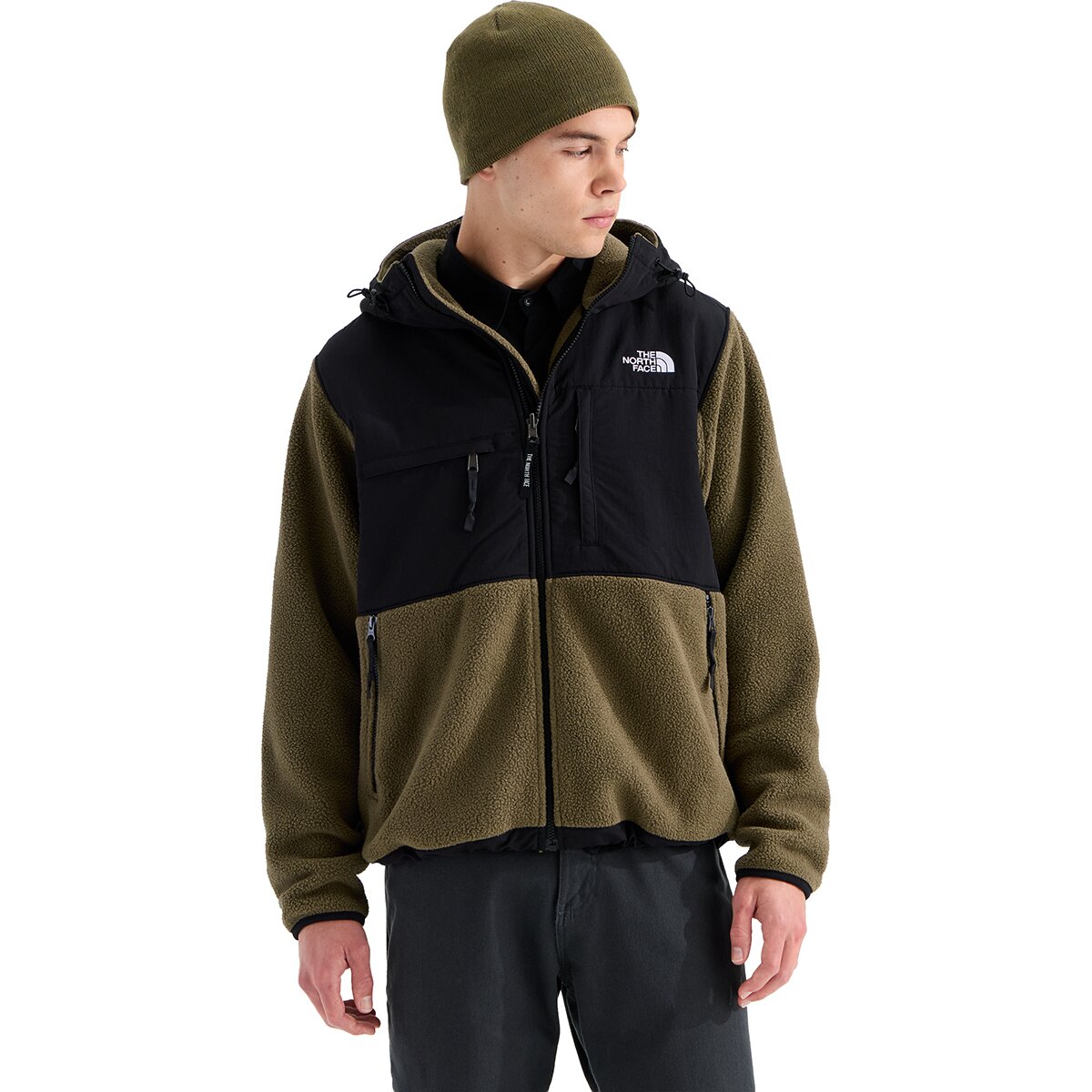 Image of The North Face Retro Denali Hoodie - Men's Caraway Seed/TNF Black, XL