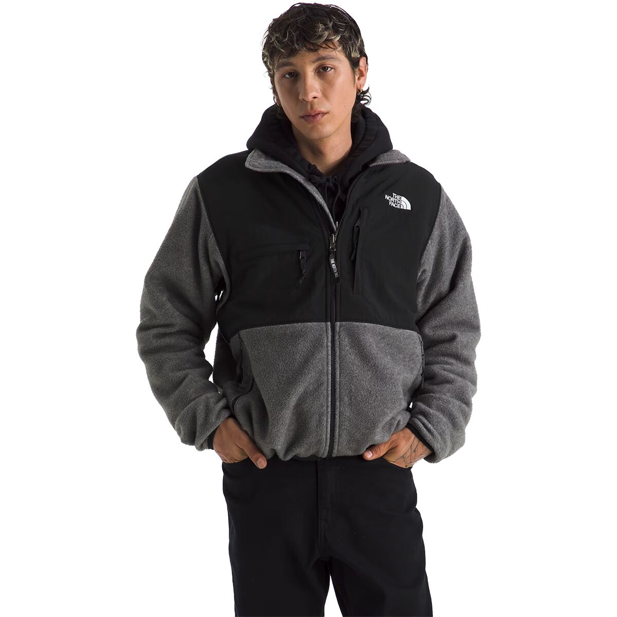 Image of The North Face Retro Denali Jacket - Men's TNF Mid Grey Heather/TNF Black, 3XL