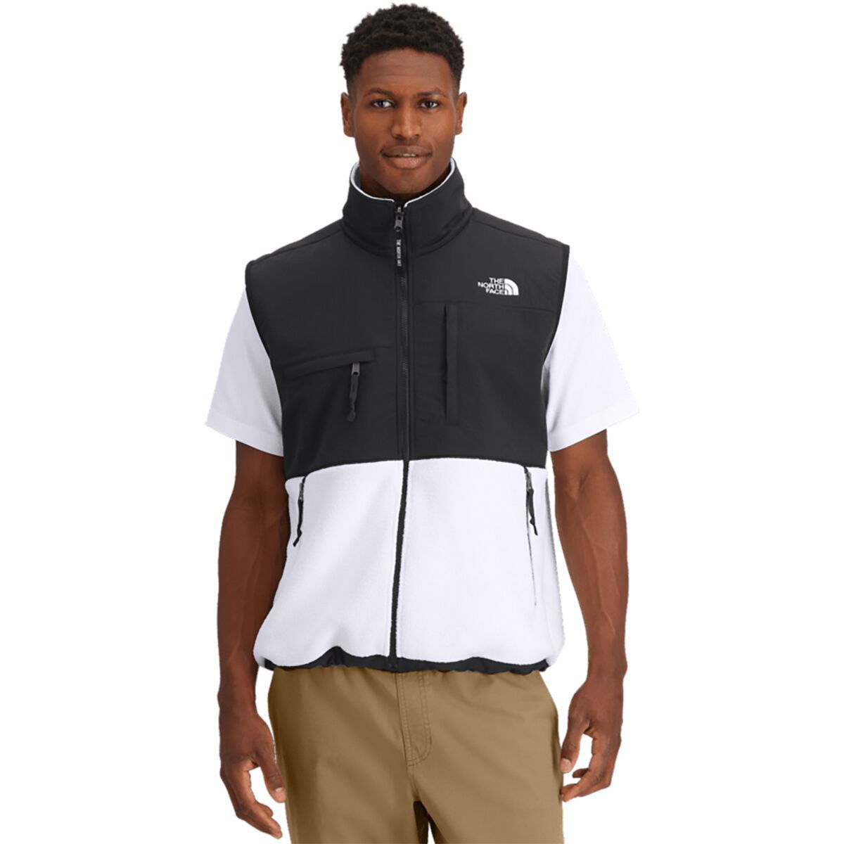 Image of The North Face Retro Denali Vest - Men's White Dune/TNF Black, M