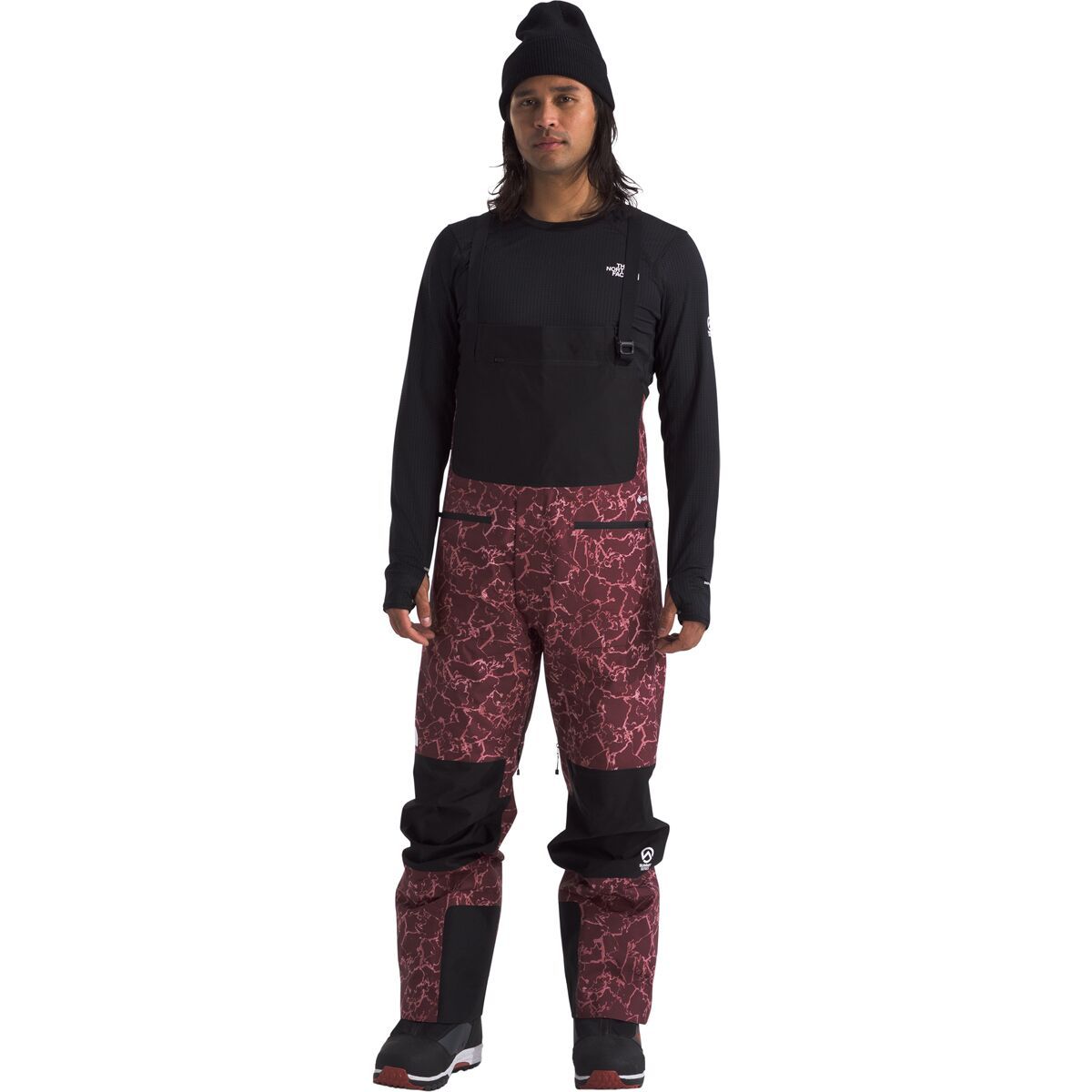 Image of The North Face Summit Verbier GTX Bib Pant - Men's Alpine Plum Glacial Fracture Print, M/Reg