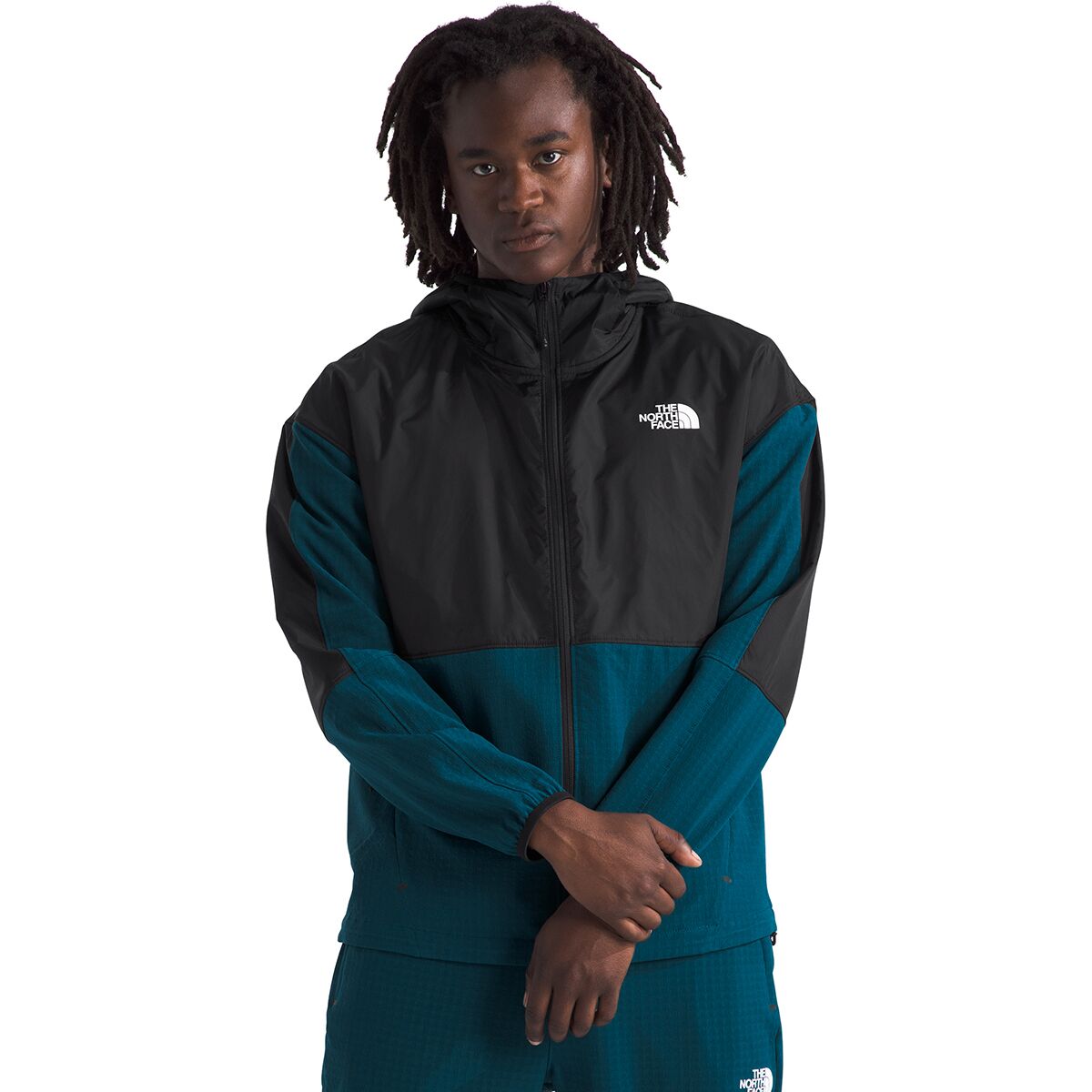 Image of The North Face Tekware Grid Hybrid Full Zip Jacket - Men's Midnight Petrol/TNF Black, S