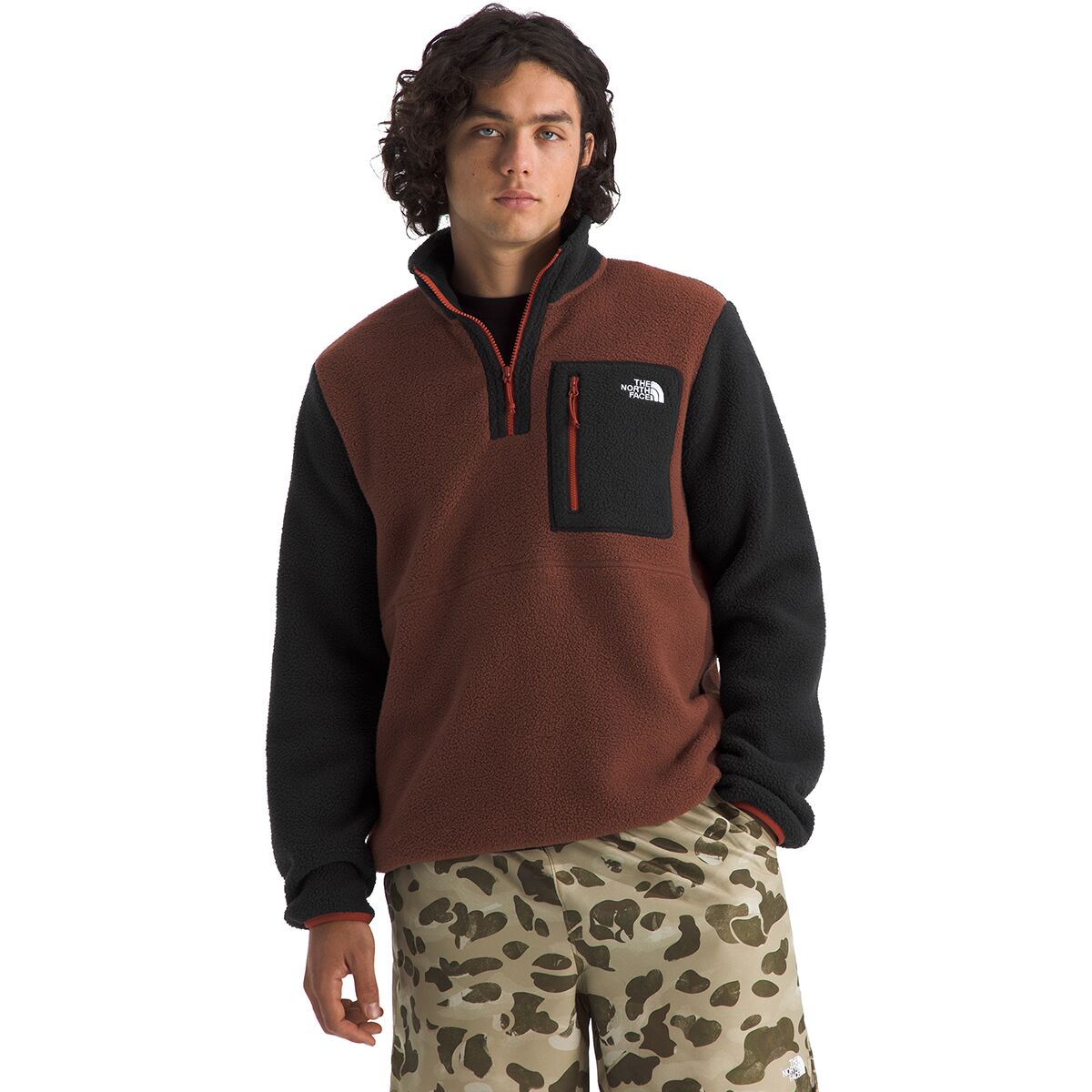 Image of The North Face Yumiori 1/4-Zip Jacket - Men's Ember Soil/TNF Black/Iron Clay, L