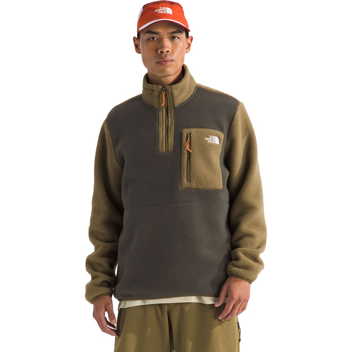 Image of The North Face Yumiori 1/4-Zip Jacket - Men's New Taupe Green/Cedar/Dust Orange, L